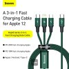 Baseus dátový kábel Rapid 3v1 USB-C/microUSB, Lightning, USB-C 1,5m PD 20W zelený 6953156204300 NoName