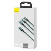 Baseus dátový kábel Rapid 3v1 USB-C/microUSB, Lightning, USB-C 1,5m PD 20W zelený 6953156204300 NoName