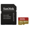 Karta SanDisk micro SDXC 64GB Extreme Action Cams and Drones (170 MB/s Class 10, UHS-I U3 V30) + adaptér SDSQXAH-064G-GN6AA