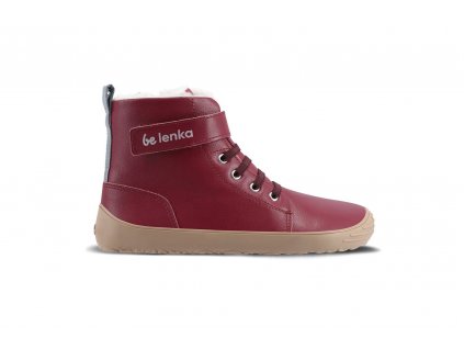 detske zimni barefoot belenka winter kids dark cherry red