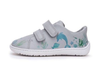 detske barefoot tenisky stitch walk sede s delfinem