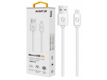 Datový kabel ALIGATOR 2A micro USB 2m, bílý