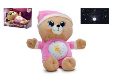 Medvídek Usínáček růžový plyš 32cm na baterie se světlem a zvukem v boxu 12m+