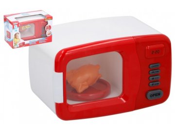 Mikrovlnná trouba plast 19x13cm na baterie se zvukem se světlem v krabici 25x16x14cm