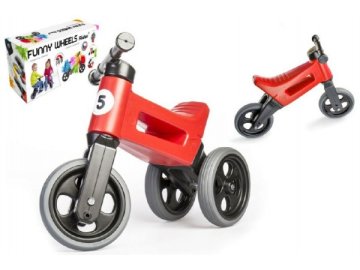 Odrážedlo FUNNY WHEELS Rider Sport červené 2v1, výška sedla 28/30cm nosnost 25kg 18m+ v krabici