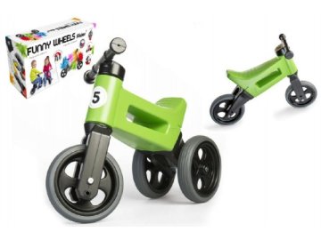 Odrážedlo FUNNY WHEELS Rider Sport zelené 2v1, výška sedla 28/30cm nosnost 25kg 18m+ v krabici