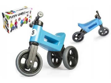 Odrážedlo FUNNY WHEELS Rider Sport modré 2v1, výška sedla 28/30cm nosnost 25kg 18m+ v krabici