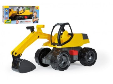 Bagr žlutočerný Giga Trucks plast 80cm v krabici 70x35x29cm