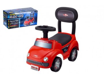 Odrážedlo auto plast červené výška sedadla 20cm v krabici 48x23,5x22,5cm 12-35m