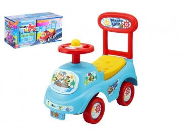 Odrážedlo auto plast modré výška sedadla 20cm v krabici 48x23,5x22,5cm 12-35m