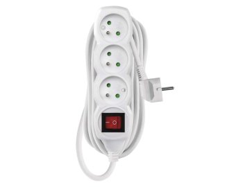 Prodlužovací kabel s vypínačem – 3 zásuvky, 5m, bílý