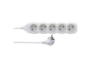 Prodlužovací kabel – 5 zásuvek, 1,5m, bílý
