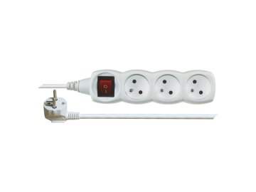 Prodlužovací kabel s vypínačem – 3 zásuvky, 1,2m, bílý