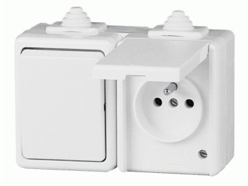 Instalační KOMBI spínač + zásuvka 3932-20062B IP44