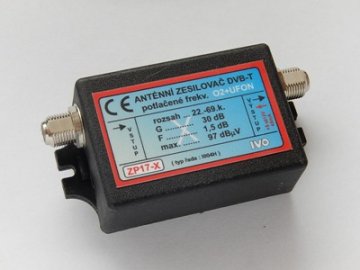 IVO zesilovač DVB-T2 30dB s potlačením O2+UFON IZP17-X