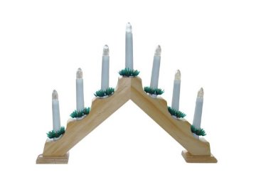 Vánoční svícen jehlan - DŘEVĚNÝ - přírodní