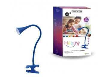 NILSEN LED stolní lampa HAPPY klips 2,5W, modrá PX029