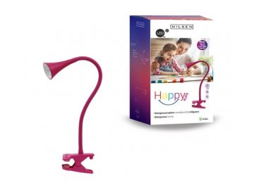 NILSEN LED stolní lampa HAPPY klips 2,5W, růžová PX030