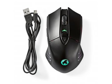 Bezdrátová optická myš s možností propojení kabelem USB GMWS200BK, černá