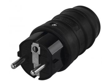 Vidlice gumová přímá pro prodlužovací kabel, černá P0050