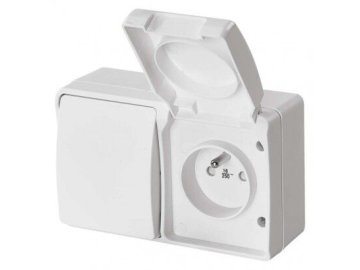 Kombinace zás+přep. č.6 nástěnný, IP44, French, bílá A1397.5