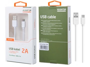 Datový kabel ALIGATOR , iPhone lightning, 2A, bílý, 1m
