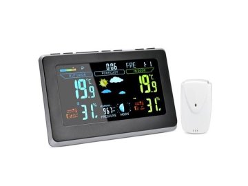 meteorologicka stanice bezdratova extra velky barevny lcd teplota vlhkost tlak rcc cerna stribrna te76