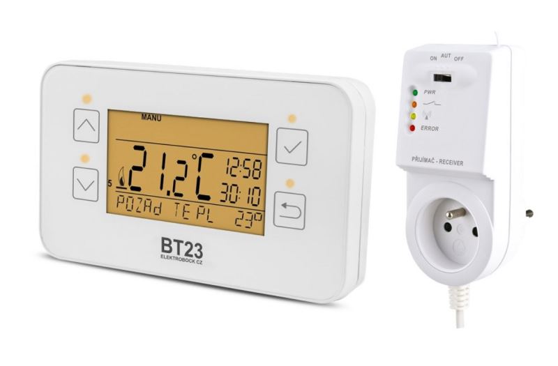 ELEKTROBOCK Termostat bezdrátový digitální BT23 RF + ZDARMA 2ks alk. baterie AA