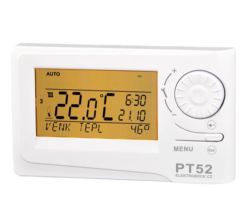 ELEKTROBOCK Termostat inteligentní PT52 s OpenTherm (OT+) komunikací + ZDARMA 2ks alk.baterií AA