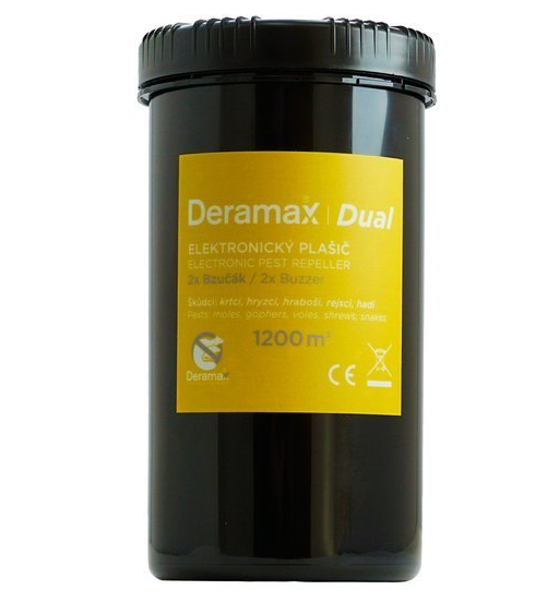 Deramax Dual elektronický plašič/odpuzovač krtků a hryzců + ZDARMA 2ks velkých monočlánků R20