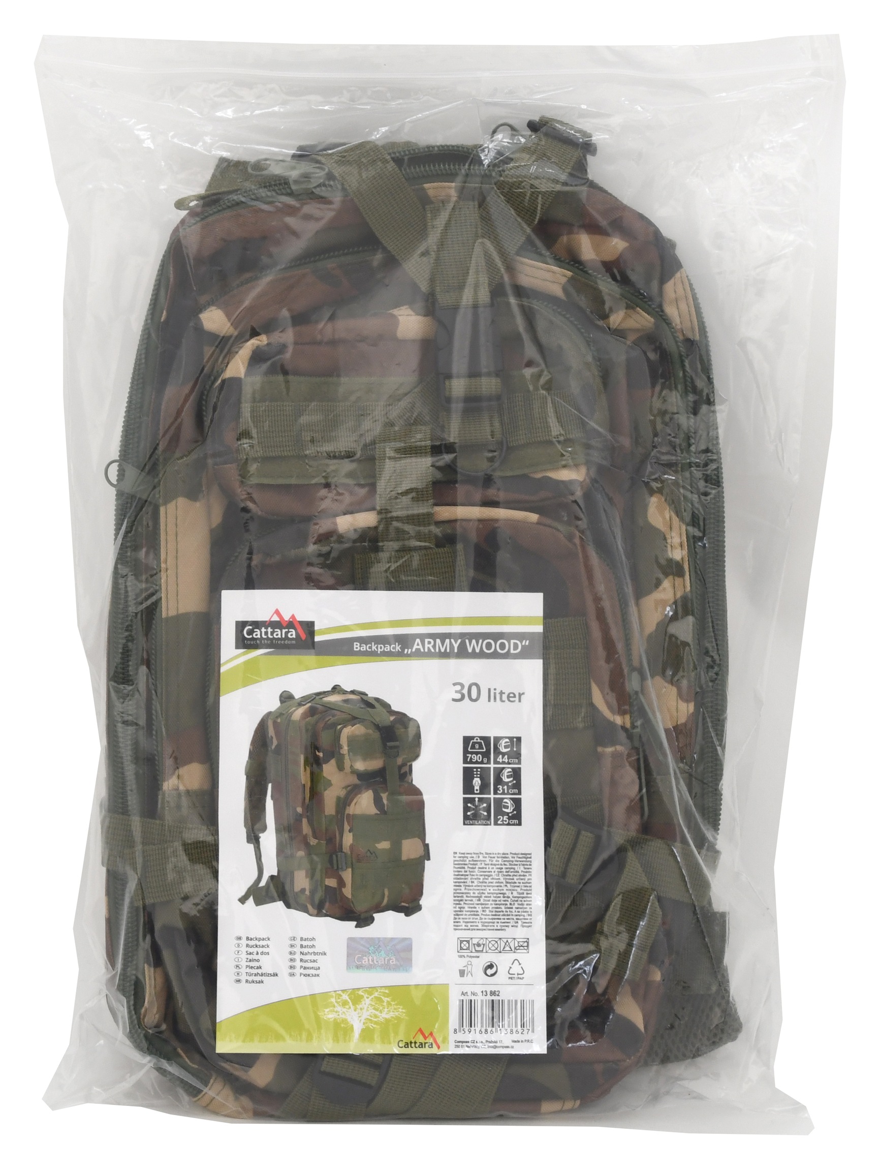 Batoh na záda 30l ARMY WOOD 13862 + ZDARMA reflexní pásek