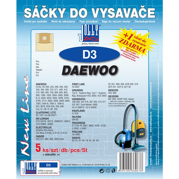 Sáčky do vysavače Jolly D 3 do vysav. DAEWOO