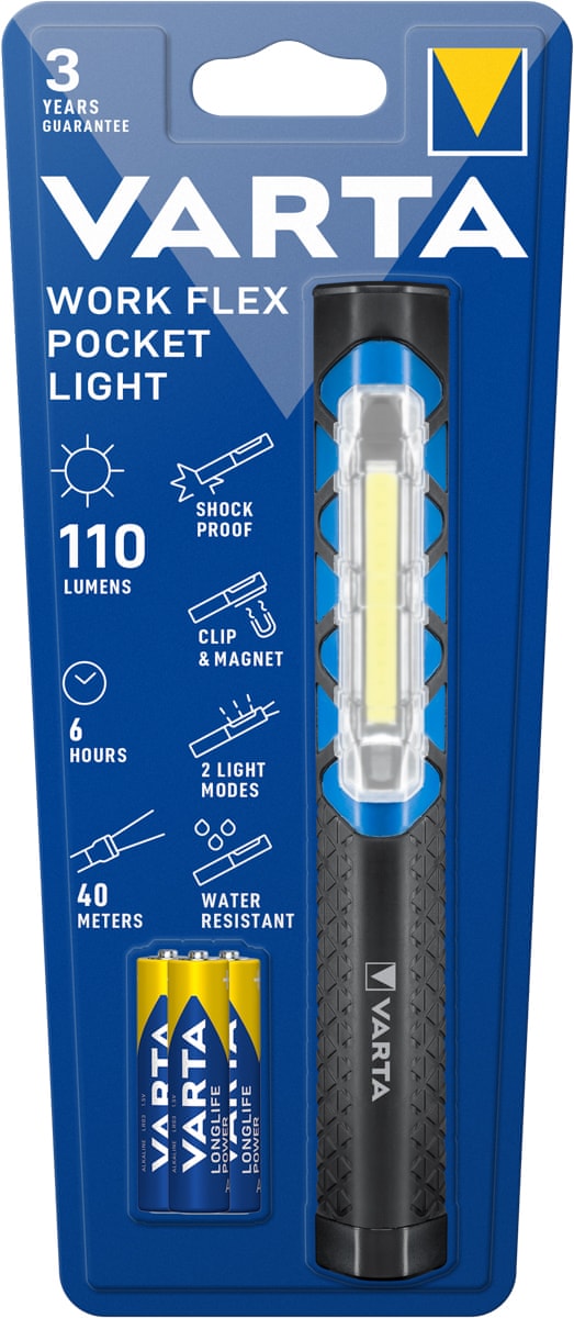 Svítilna VARTA 17647 LED1,5W + COB LED vč.3R3, WORK FLEX POCKET LIGHT