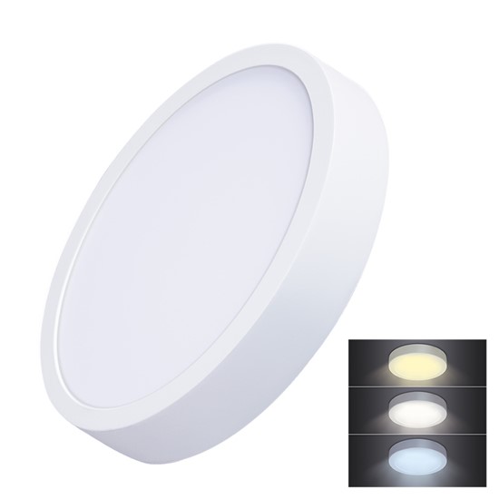 Solight LED mini panel CCT, přisazený, 24W, 1800lm, 3000K, 4000K, 6000K, kulatý - WD174