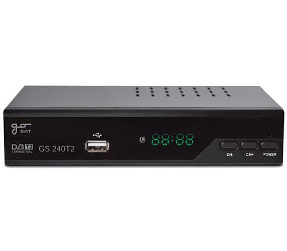 SET TOP BOX GoSAT GS240T2 DVB-T2 FullHD s HEVC H.265, USB přijímač