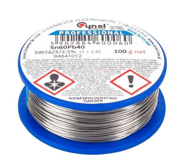 Cín 1 mm 100g trubičkový Cynel