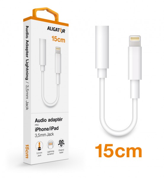 Audio adaptér Aligator Lightning / 3,5mm Jack, bílý