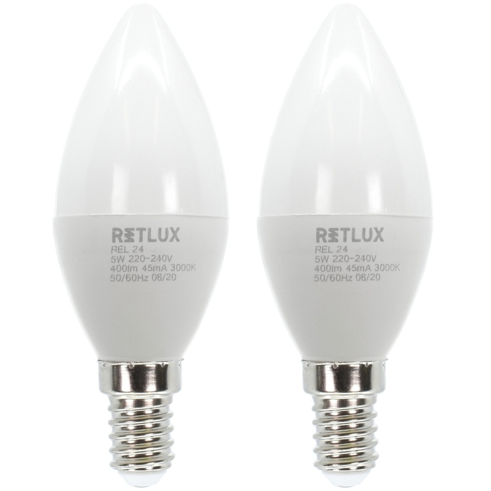 REL 24 LED C37 2x5W E14 WW RETLUX