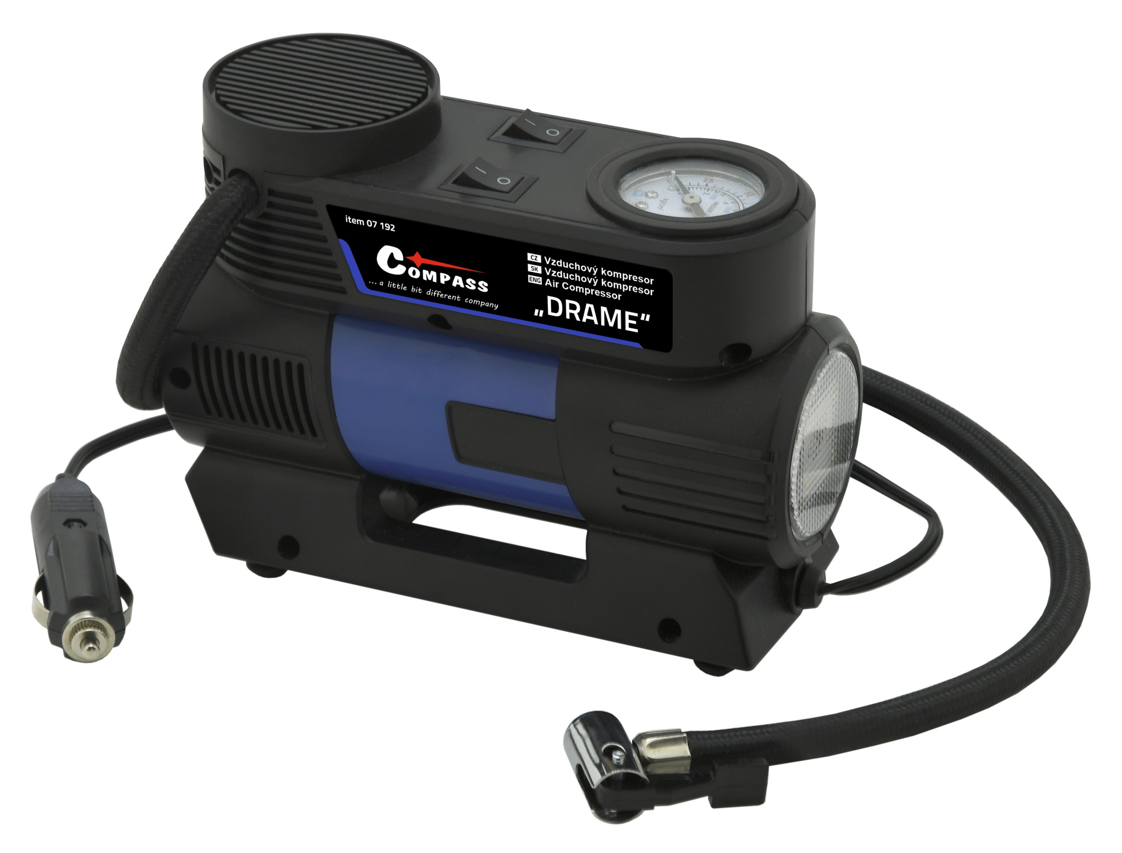 COMPASS Kompresor 12V DRAME se světlem 07192