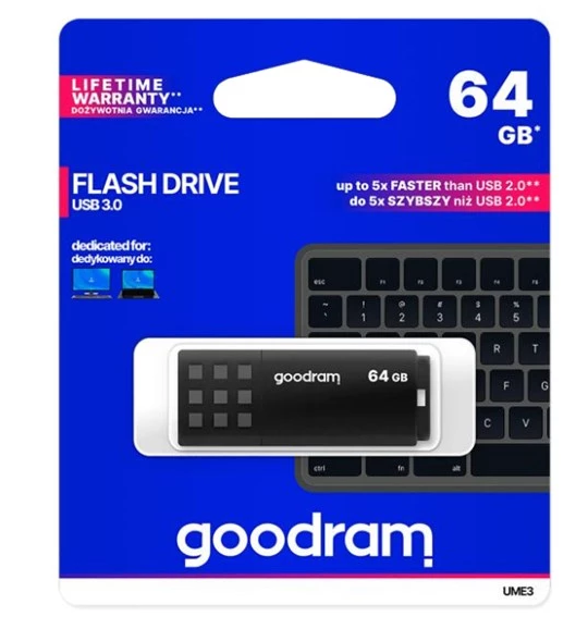 Flash disk UME3 GOODRAM USB 3.0 64GB černá