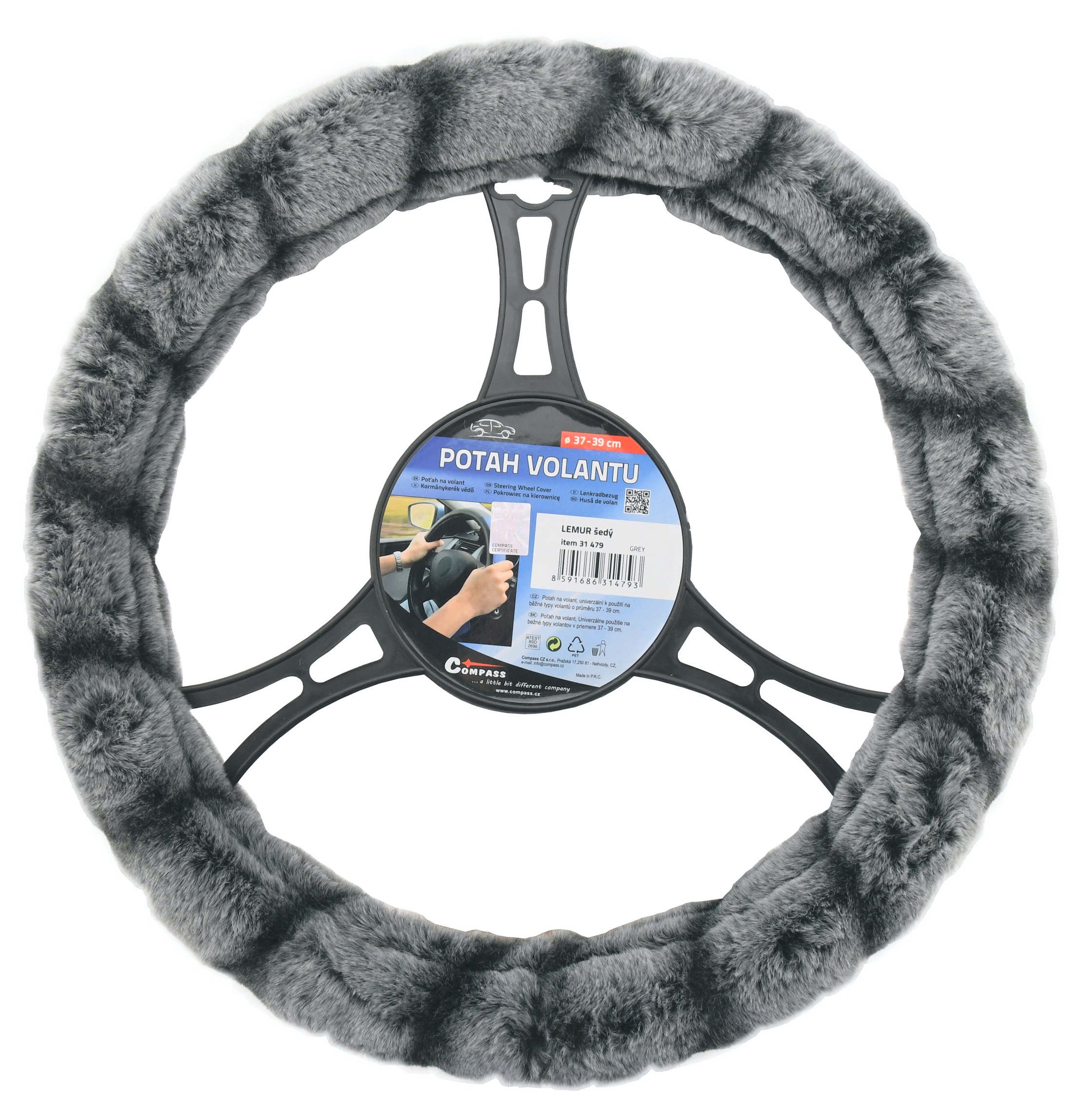 COMPASS Potah volantu LEMUR šedý