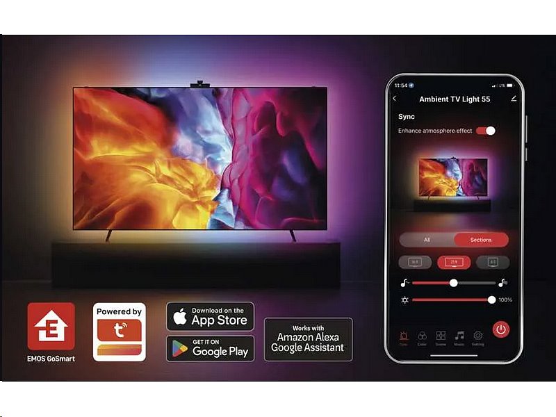 GoSmart Ambientní LED RGB osvětlení za TV 65“ (164 cm)