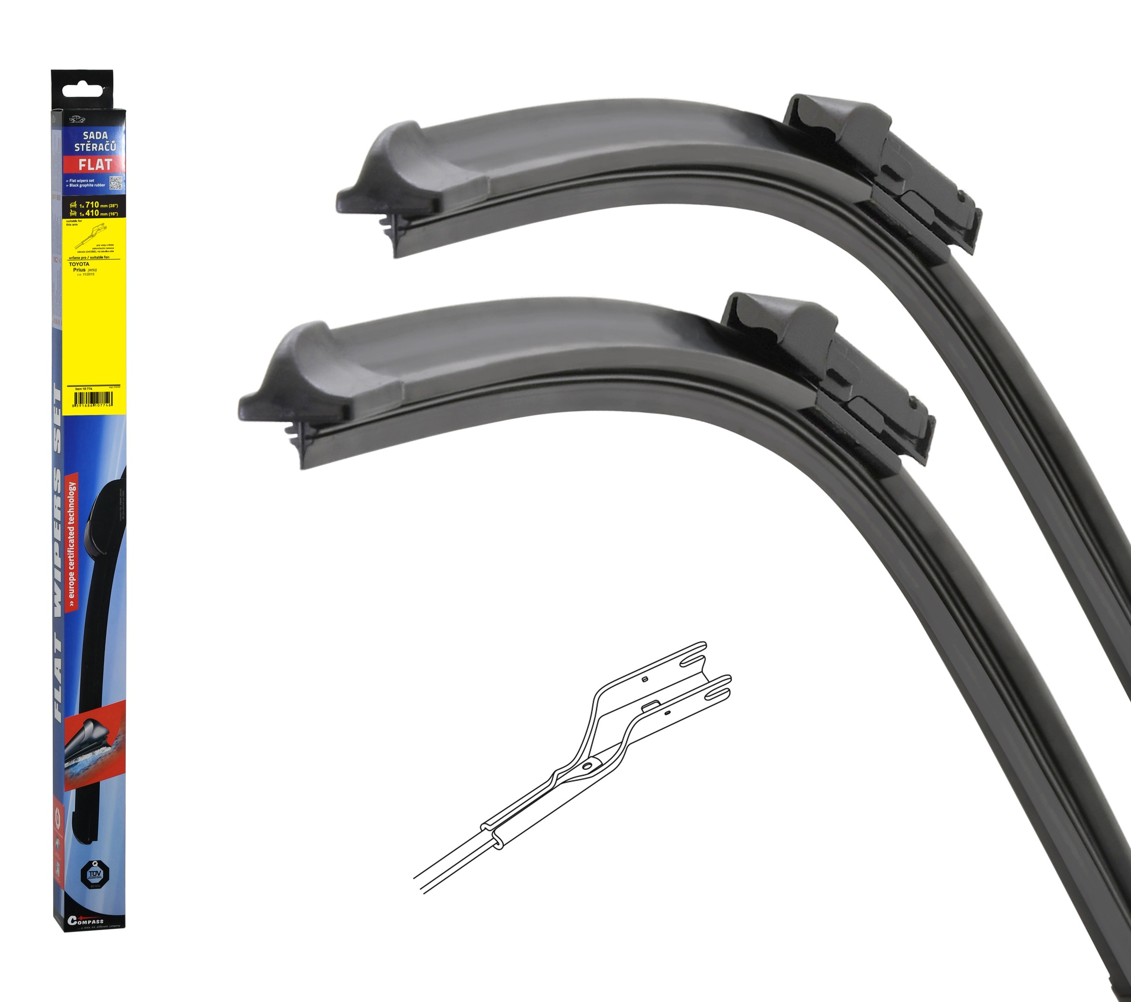 COMPASS Stěrače FLAT SET (U-CUBE) 710+410mm
