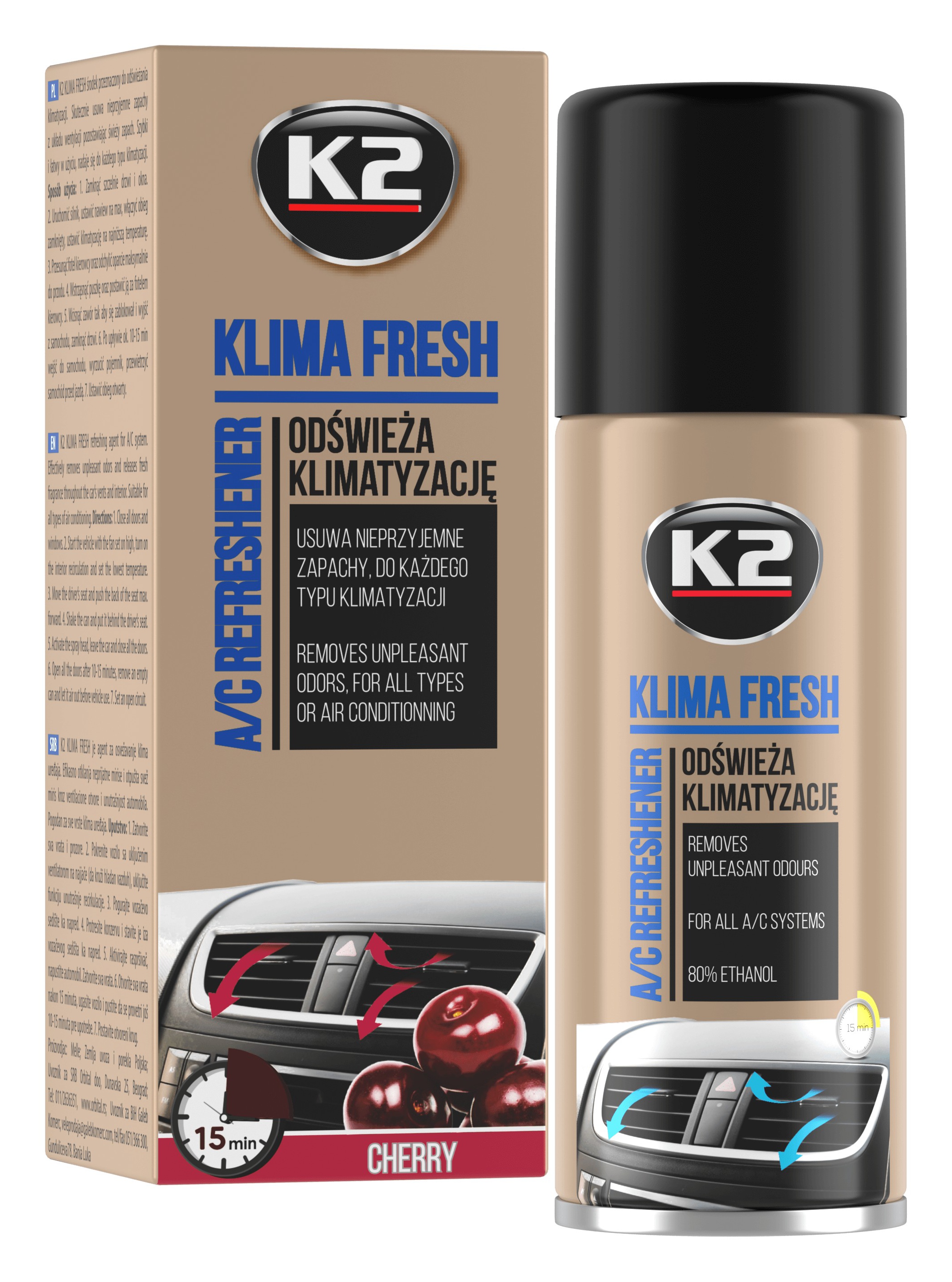 K2 Osvěžovač KLIMA FRESH 150 ml CHERRY AMK222CH