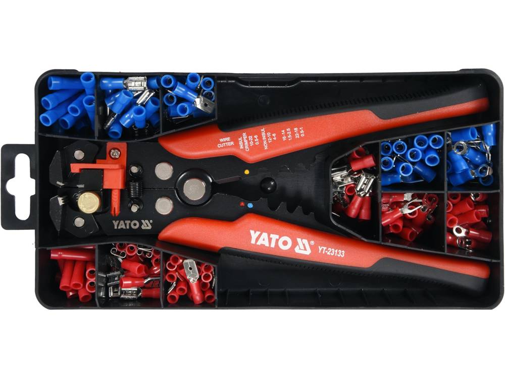YATO Kleště odizolovací a konektorové univerzální 205 mm, sada YT-23133