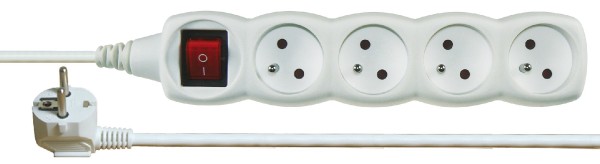 EMOS Prodlužovací kabel 5 m / 4 zásuvky / s vypínačem / bílý / PVC / 1 mm2 P1415
