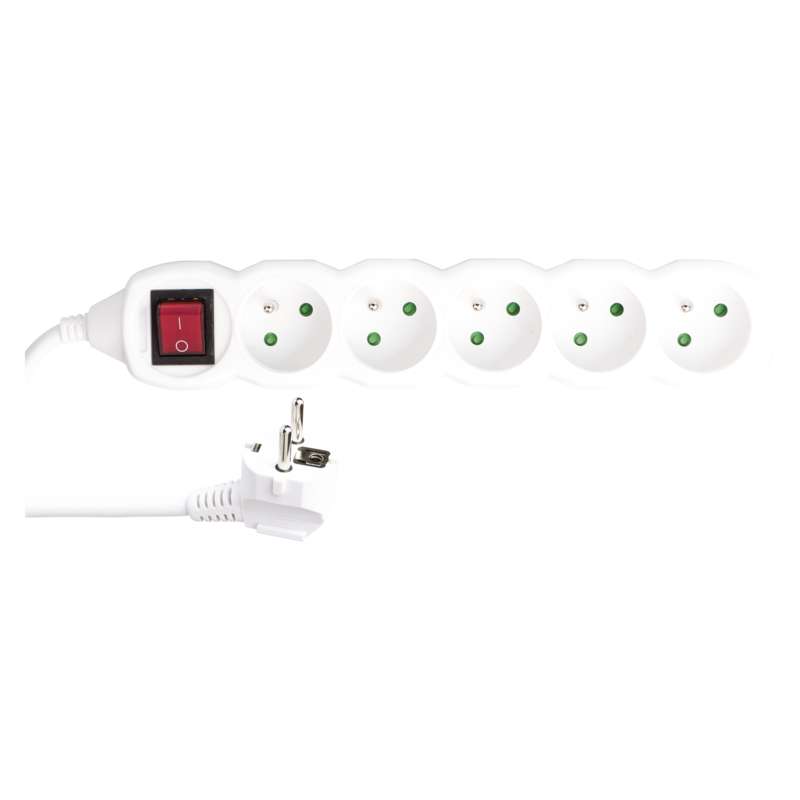 EMOS Prodlužovací kabel 5 m / 5 zásuvek / s vypínačem / bílý / PVC / 1 mm2 P1515