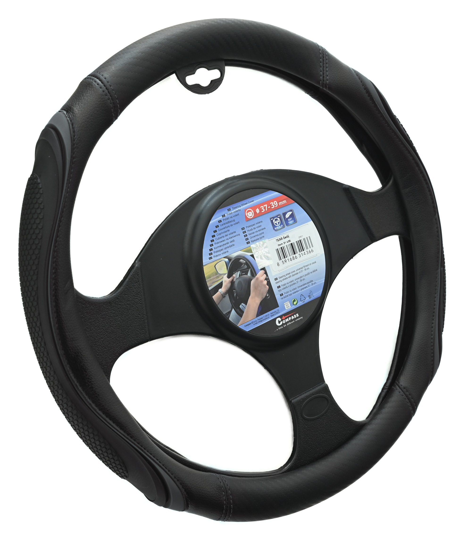 COMPASS Potah volantu TEAR šedý