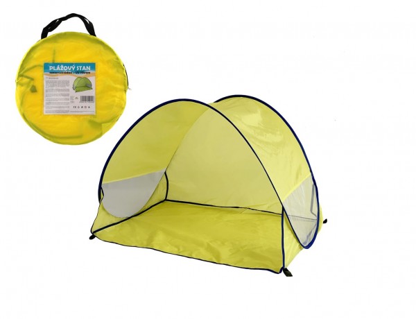 Teddies stan plážový s UV filtrem 100x70x80cm samorozkládací polyester/kov obdelník žlutý v látkové tašce