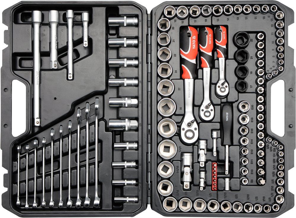 YATO Gola sada 1/2", 3/8", 1/4" + příslušenství 120 ks YT-38801